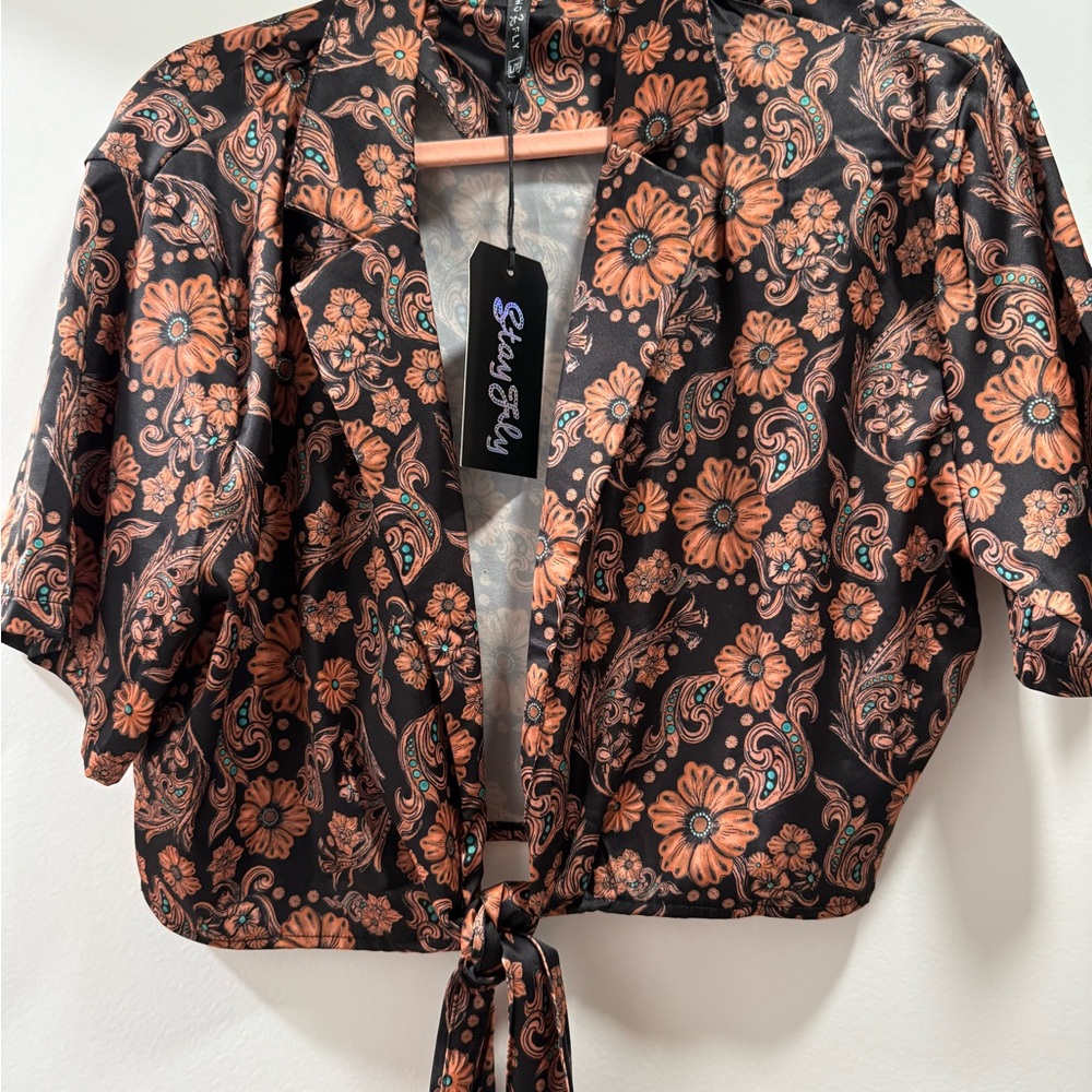 2Fly Co Western Crop Top Shrug Floral Paisley L/XL 🆕